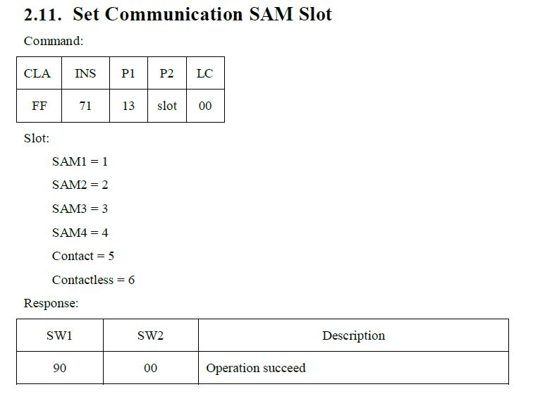 Set Sam Card Communication